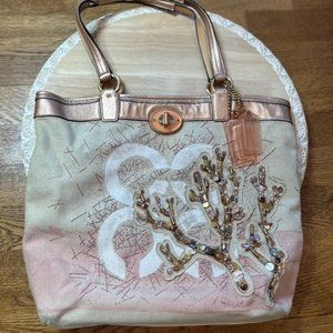 Coach Audrey Coral Canvas Purse